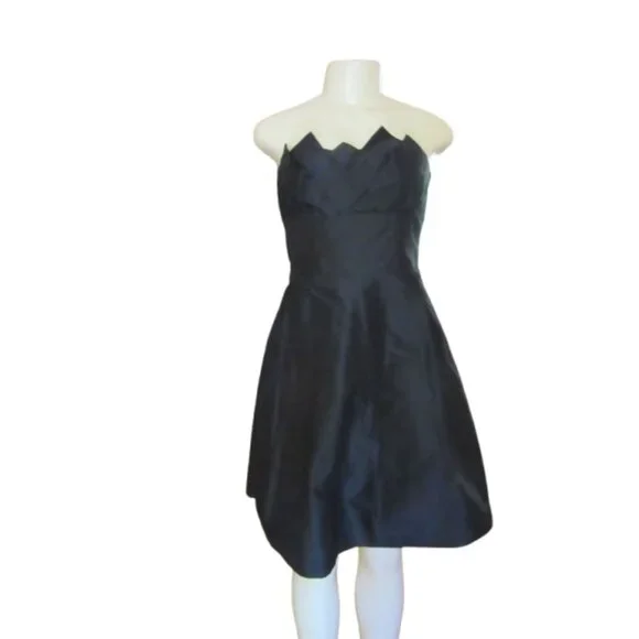 Vintage Trina Turk Black Silk Sleeveless Party Dress W/ Ruffles Size 4 - Picture 1 of 9